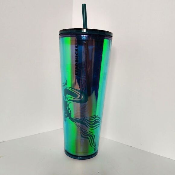 Starbucks Mermaid Siren Iridescent Purple Green Tumbler 24 oz Cold Cup - Picture 2 of 3